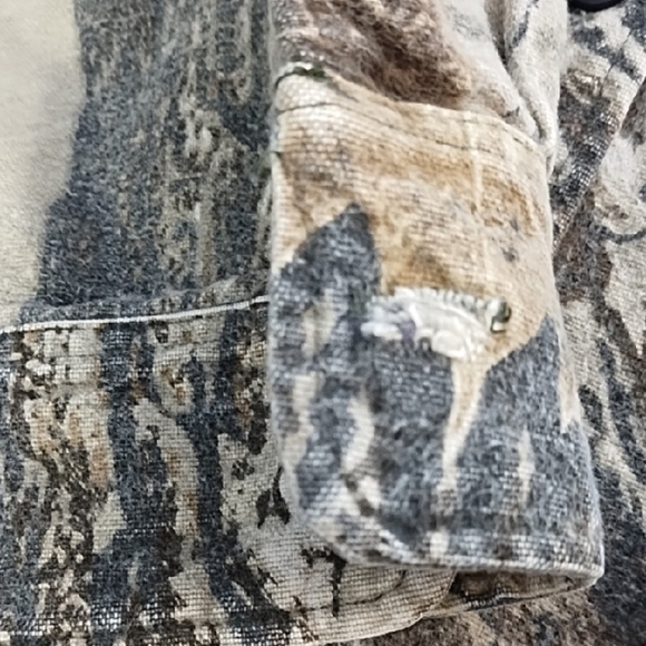 Camo Brushed Denim Canvas Hunting Button Up Shirt Jacket Rattlers - Picture 7 of 13
